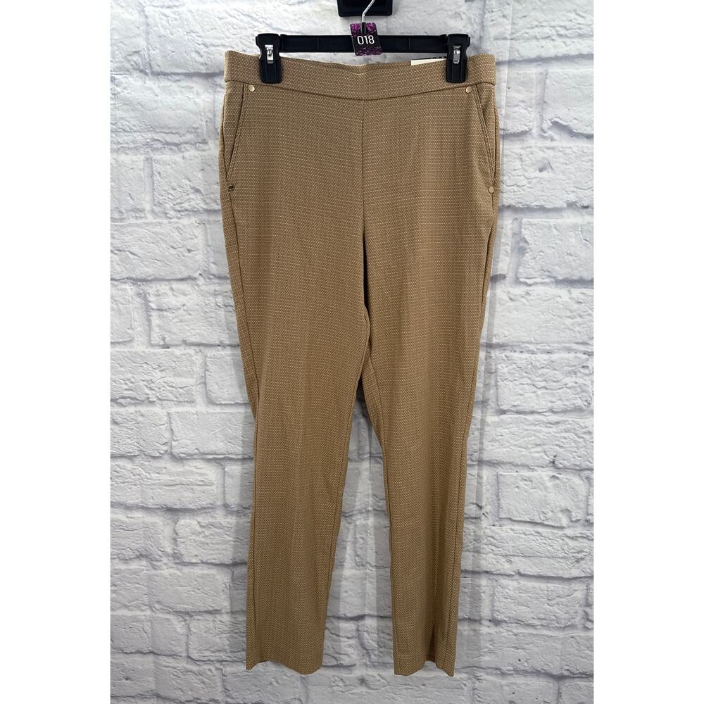 NWT Anne Klein Women's Slim Ankle Pants Beige White Medium